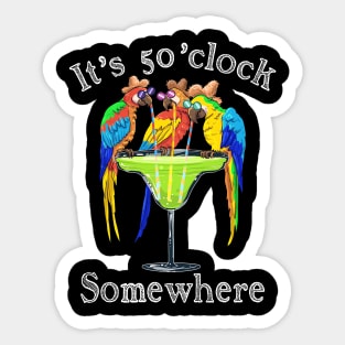 It's 5 O'clock Somewhere Funny Parrots Summer Vacation Lover Sticker